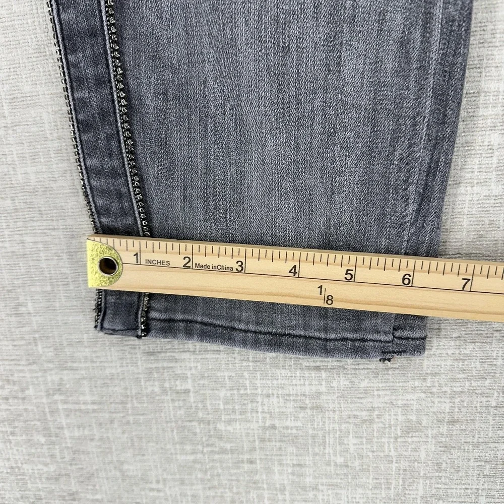 White House Black Market Jeans Womens 4 Gray‎ High Rise Straight Studded Trim